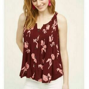 Anthro Maeve Saona Pleated Sleeveless Swing Tank Top